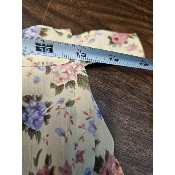 Liz Sport Vintage 90's Sheer Floral Maxi Skirt Shirt Set Size 8P - Picture 10 of 11